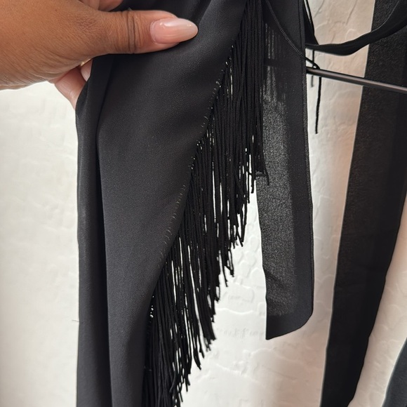 NBD Revolve Violet Fringe Criss Cross Halter Mini Dress M - Picture 5 of 8